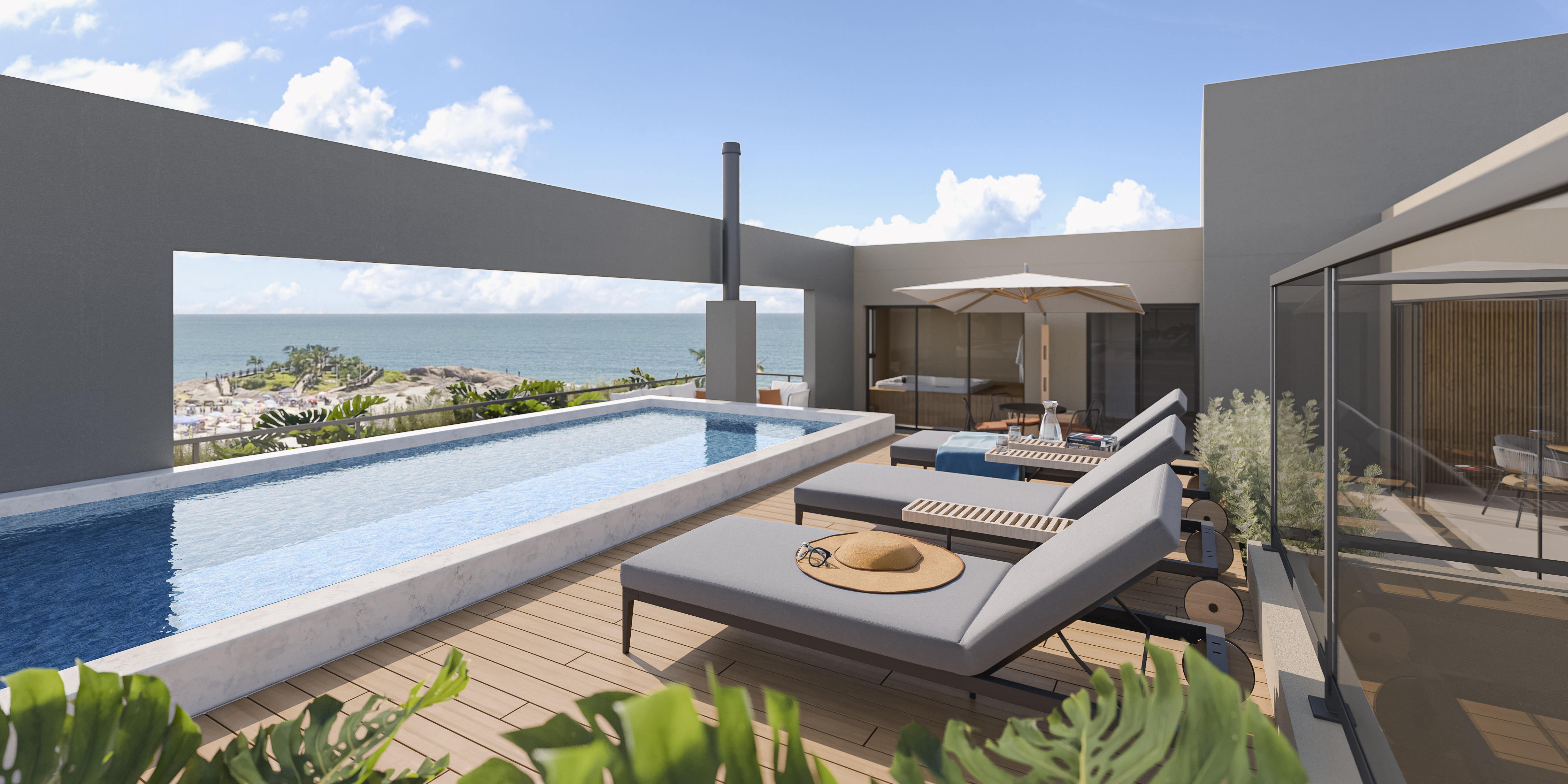 Piscina e Spa no Roftoop com vista para o mar